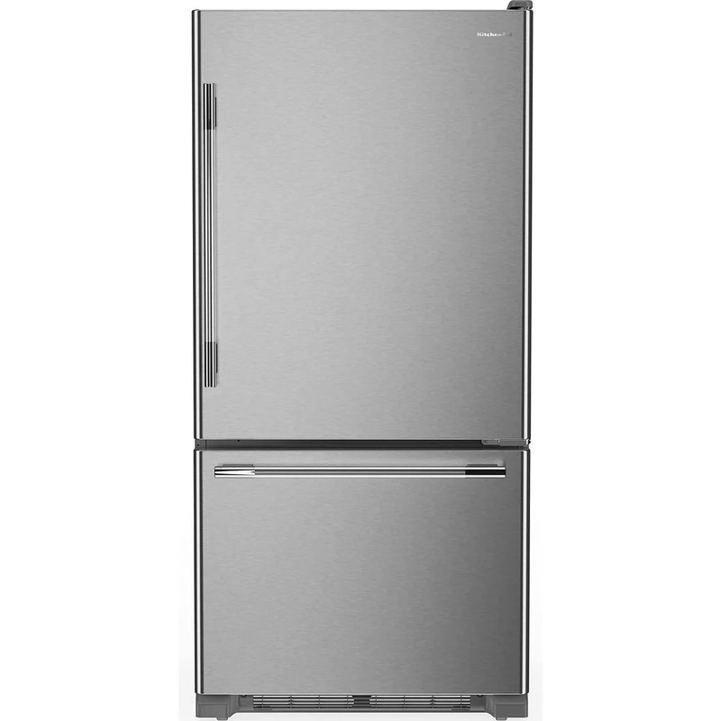 KitchenAid Réfrigérateur à congélateur inférieur autoportant de 33 pouces, 22 pi. cu. KRBR133SPS