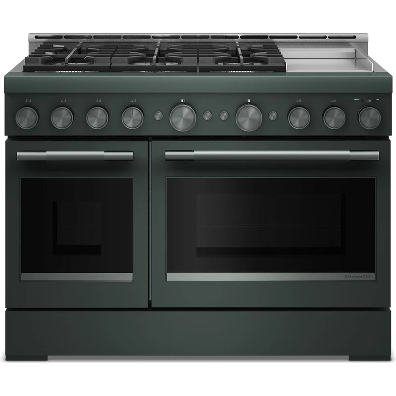 KitchenAid Cuisinière autoportante à gaz de 48 pouces avec 6 brûleurs et plaque chauffante KFGD948SJP