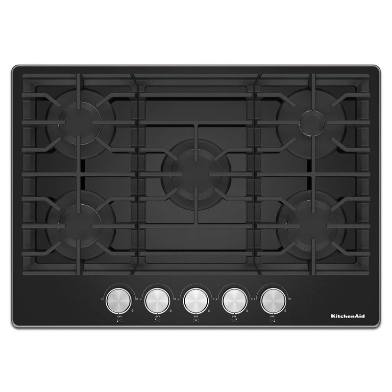 KitchenAid Table de cuisson encastrée à gaz de 30 pouces avec 5 brûleurs KCGG530PBL