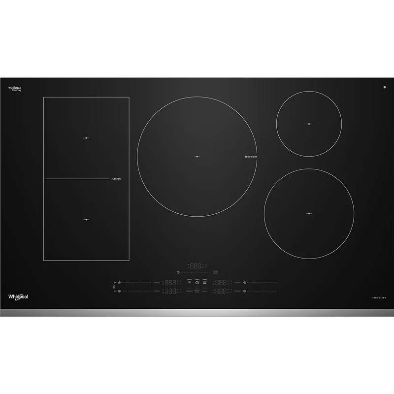 Whirlpool Plaque de cuisson à induction intelligente de 36 pouces avec technologie Temp Cook™ et revêtement WipeClean™ WCIT7536SS