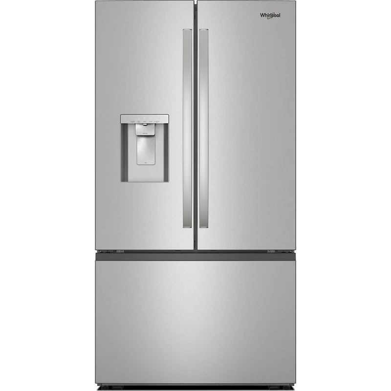 Whirlpool Réfrigérateur trois portes avec porte à deux battants autoportant de 36 pouces, 30 pi. cu. avec système distributeur d'eau et de glaçons externe WRFF3536SZ