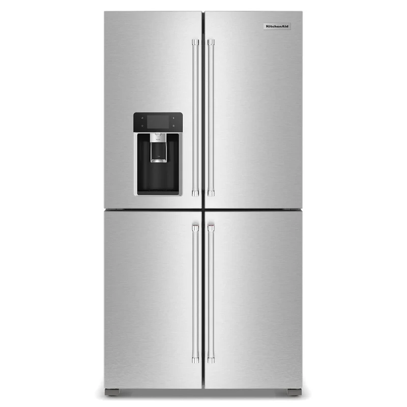 KitchenAid Réfrigérateur quatre portes avec porte à deux battants à profondeur de comptoir de 36 pouces, 19,4 pi. cu. avec distributeur d'eau et de glaçons KRQC736RPS