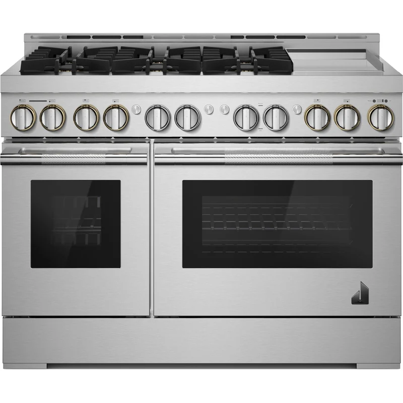 JennAir Cuisinière professionnelle à gaz Rise de 48 po avec plaque chauffante infusée de chrome JGRP548HL