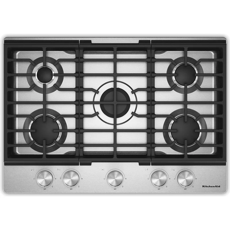 KitchenAid Table de cuisson encastrée à gaz de 30 pouces avec 5 brûleurs KCGK330SSS