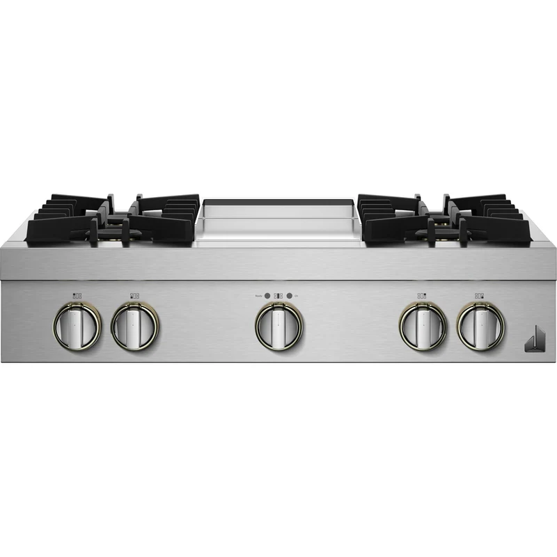 JennAir Plaque de cuisson à gaz Rise de 36 po avec plaque chauffante infusée de chrome JGCP536HL