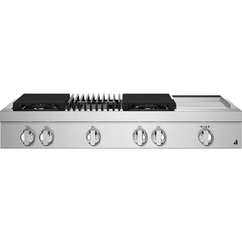 JennAir Plaque de cuisson à gaz Noir de 48 po avec plaque chauffante infusée de chrome et gril à gaz JGCP748HM