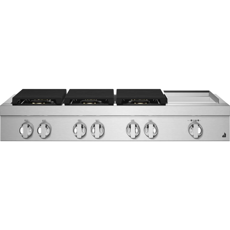 JennAir Plaque de cuisson à gaz Noir de 48 po avec plaque chauffante infusée de chrome JGCP548HM
