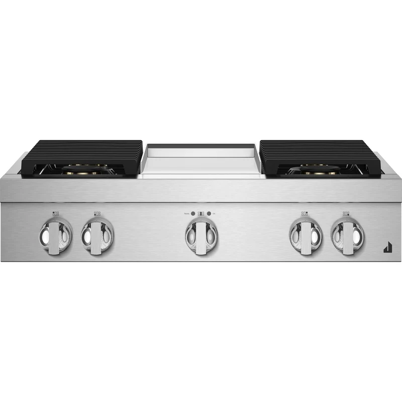 JennAir Plaque de cuisson à gaz Noir de 36 po avec plaque chauffante infusée de chrome JGCP536HM