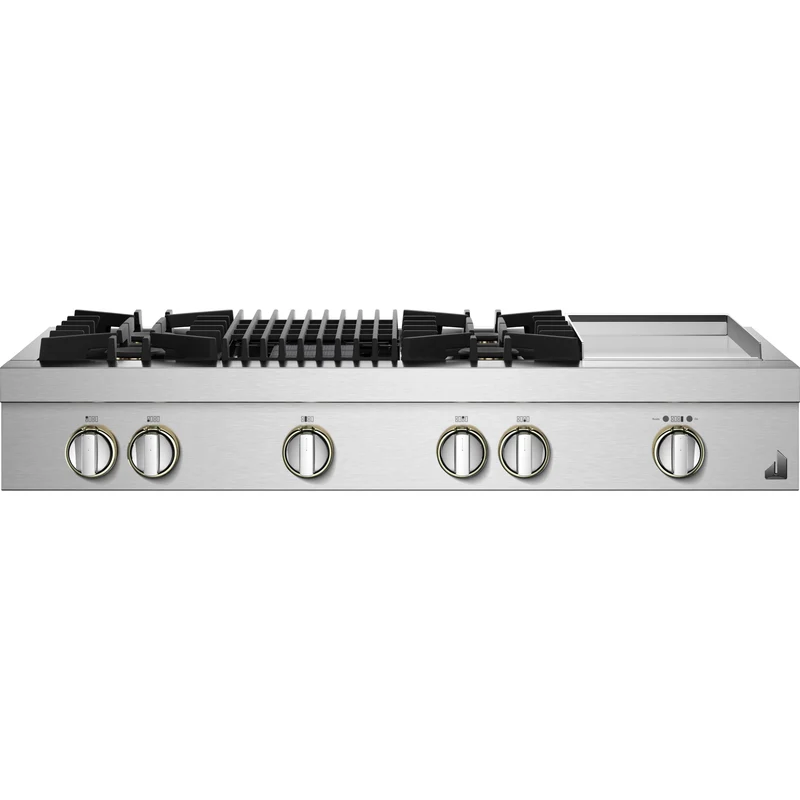 JennAir Plaque de cuisson à gaz Rise de 48 po avec plaque chauffante infusée de chrome et gril à gaz JGCP748HL