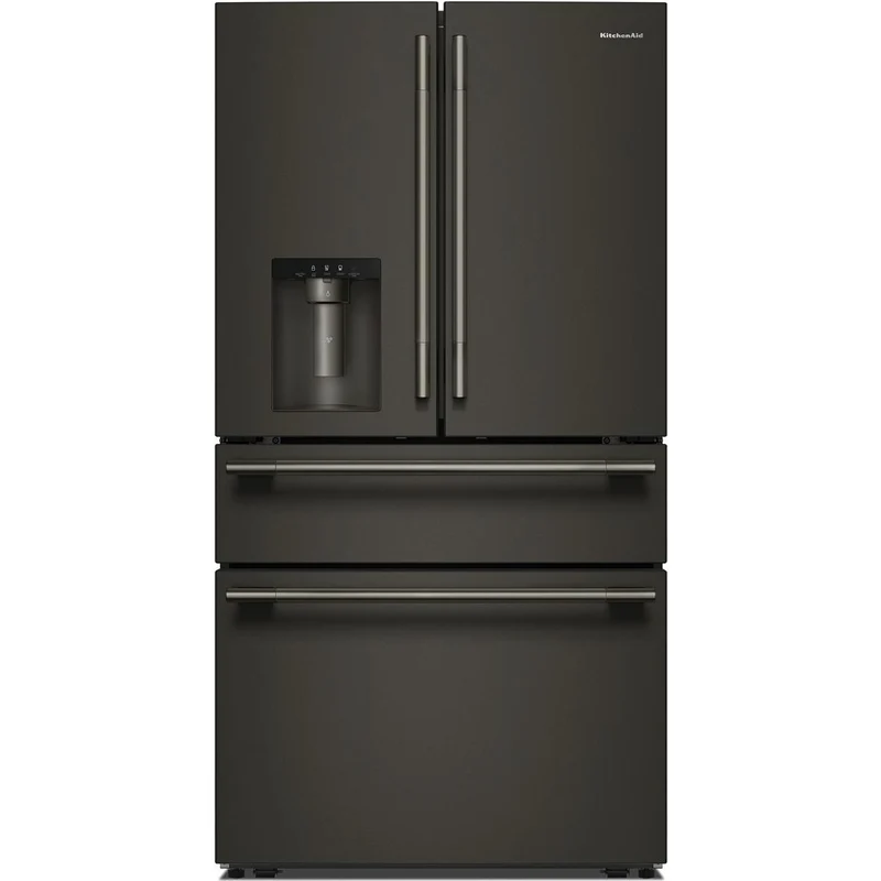 KitchenAid Réfrigérateur quatre portes avec porte à deux battants autoportant de 36 pouces, 29,51 pi. cu. avec distributeur d'eau et de glace