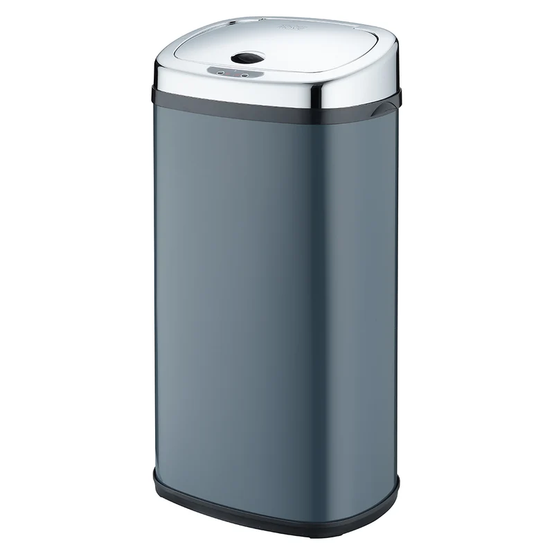 Poubelle de cuisine automatique 42L LARGO Gris mat en acier INOX avec cerclage