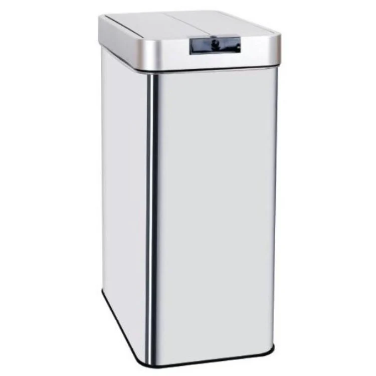 Poubelle de cuisine automatique 60L SILVERLAKE en acier Inox avec cerclage Ouverture papillon grande capacité