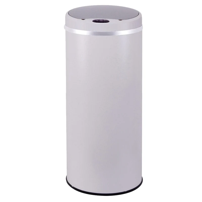 Poubelle de cuisine automatique 42L SOHO Blanc en acier INOX avec cerclage