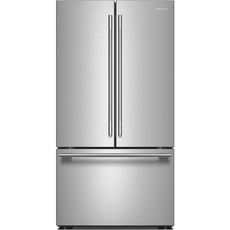 KitchenAid Réfrigérateur trois portes avec porte à deux battants de 36 pouces, 31 pi. cu. avec glace et eau intérieur KRFF336SPS